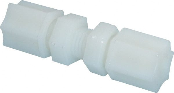 Made in USA - 1/4" Tube OD, Nylon Plastic Compression Tube Bulkhead Union - 220°F Max, Plastic Grip - Exact Tooling