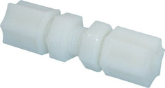 Made in USA - 1/4" Tube OD, Nylon Plastic Compression Tube Bulkhead Union - 220°F Max, Plastic Grip - Exact Tooling