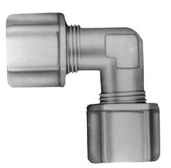Made in USA - 5/16" Tube OD, Polypropylene Plastic Compression Tube Union Elbow - 215°F Max, Plastic Grip - Exact Tooling