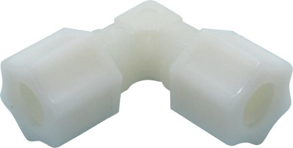 Made in USA - 1/2" Tube OD, Nylon Plastic Compression Tube Union Elbow - 220°F Max, Plastic Grip - Exact Tooling