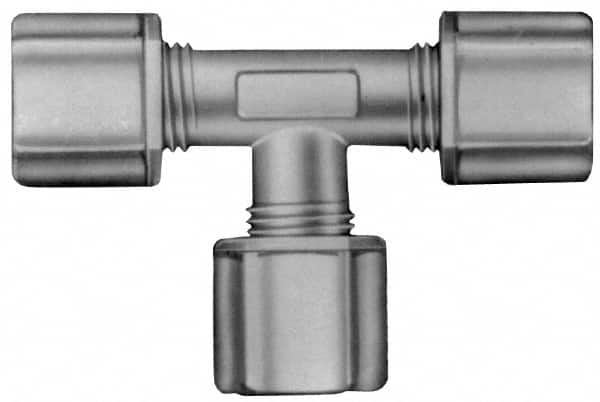 Made in USA - 3/8" Tube OD, Kynar Plastic Compression Tube Union Tee - 275°F Max, Plastic Grip - Exact Tooling