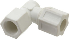 Made in USA - 1/2" Tube OD, Polypropylene Plastic Compression Tube Female Elbow - 3/8 NPT Pipe, 215°F Max, Plastic Grip - Exact Tooling