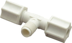 Made in USA - 1/4" Tube OD, Polypropylene Plastic Compression Tube Male Branch Tee - 1/8 NPT Pipe, 215°F Max, Plastic Grip - Exact Tooling