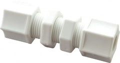 Made in USA - 3/8" Tube OD, Polypropylene Plastic Compression Tube Bulkhead Union - 215°F Max, Plastic Grip - Exact Tooling