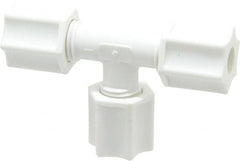 Made in USA - 1/4" Tube OD, Polypropylene Plastic Compression Tube Union Tee - 215°F Max, Plastic Grip - Exact Tooling