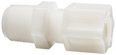 Made in USA - 1/2" Tube OD, Acetal/Celcon Plastic Compression Tube Male Connector - 1/2 NPT Pipe, 220°F Max, Plastic Grip - Exact Tooling