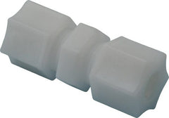 Made in USA - 3/8" Tube OD, Acetal/Celcon Plastic Compression Tube Union - 220°F Max, Plastic Grip - Exact Tooling