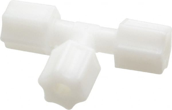 Made in USA - 1/4" Tube OD, Acetal/Celcon Plastic Compression Tube Union Tee - 220°F Max, Plastic Grip - Exact Tooling