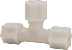 Made in USA - 1/2" Tube OD, Acetal/Celcon Plastic Compression Tube Union Tee - 220°F Max, Plastic Grip - Exact Tooling