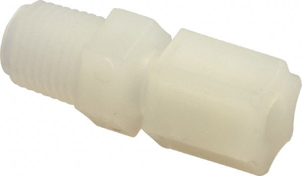 Made in USA - 1/4" Tube OD, Kynar Plastic Compression Tube Male Connector - 1/4 NPT Pipe, 275°F Max, Plastic Grip - Exact Tooling