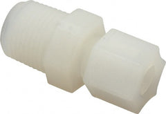 Made in USA - 3/8" Tube OD, Kynar Plastic Compression Tube Male Connector - 1/2 NPT Pipe, 275°F Max, Plastic Grip - Exact Tooling