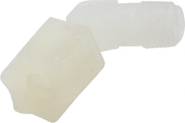 Made in USA - 1/4" Tube OD, Kynar Plastic Compression Tube Male Elbow - 1/8 NPT Pipe, 275°F Max, Plastic Grip - Exact Tooling