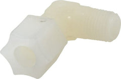 Made in USA - 3/8" Tube OD, Kynar Plastic Compression Tube Male Elbow - 1/4 NPT Pipe, 275°F Max, Plastic Grip - Exact Tooling