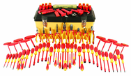 80 Piece - Insulated Tool Set with Pliers; Cutters; Nut Drivers; Screwdrivers; T Handles; Knife; Sockets & 3/8" Drive Ratchet w/Extension; Adjustable Wrench; Ruler - Exact Tooling