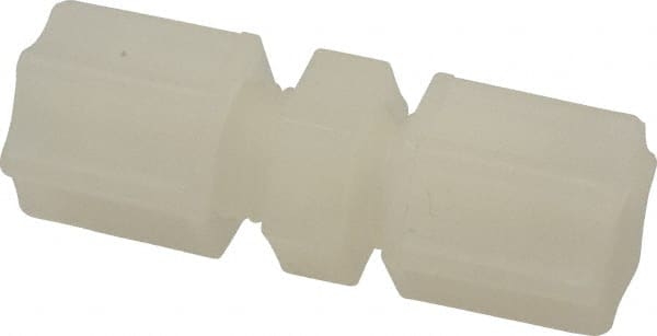 Made in USA - 1/4" Tube OD, Kynar Plastic Compression Tube Union - 275°F Max, Plastic Grip - Exact Tooling