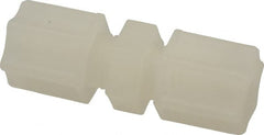 Made in USA - 1/4" Tube OD, Kynar Plastic Compression Tube Union - 275°F Max, Plastic Grip - Exact Tooling