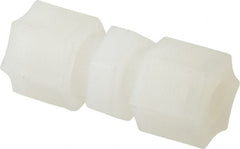 Made in USA - 3/8" Tube OD, Kynar Plastic Compression Tube Union - 275°F Max, Plastic Grip - Exact Tooling