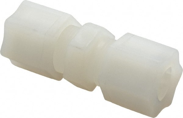 Made in USA - 1/2" Tube OD, Kynar Plastic Compression Tube Union - 275°F Max, Plastic Grip - Exact Tooling