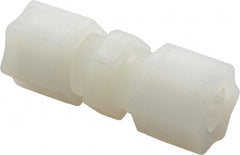 Made in USA - 1/2" Tube OD, Kynar Plastic Compression Tube Union - 275°F Max, Plastic Grip - Exact Tooling