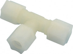 Made in USA - 1/2" Tube OD, Kynar Plastic Compression Tube Union Tee - 275°F Max, Plastic Grip - Exact Tooling