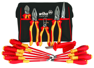 13 Piece - Insulated Tool Set with Pliers; Cutters; Xeno; Square; Slotted & Phillips Screwdrivers in Tool Box - Exact Tooling