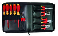 10 Piece - Insulated Pliers; Cutters; Wire Stripper; Slotted & Phillips Screwdrivers in Zipper Case - Exact Tooling