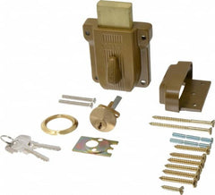 Yale - 1-1/8 to 2-1/4" Door Thickness, Brass Lacquer Finish, 112 Rimlock Deadbolt - Rim Cylinder - Exact Tooling