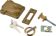 Yale - 1-1/8 to 2-1/4" Door Thickness, Brass Lacquer Finish, 112F Rimlock Deadbolt - Rim Cylinder - Exact Tooling