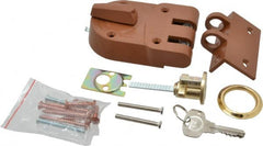 Yale - 1-1/8 to 2-1/4" Door Thickness, Brass Lacquer Finish, Jimmy Proof Rim Deadbolt - Rim Cylinder - Exact Tooling