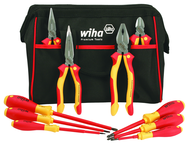 10 Piece - Insulated Pliers; Cutters; Slotted & Phillips Screwdrivers in Tool Box - Exact Tooling