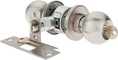 Yale - 1-3/8" Door Thickness, Stainless Steel Storeroom Knob Lockset - 2-3/4" Back Set, 2 Cylinder - Exact Tooling