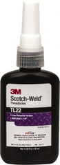 3M - 50 mL Bottle, Purple, Low Strength Liquid Threadlocker - Series TL22, 24 hr Full Cure Time, Hand Tool Removal - Exact Tooling