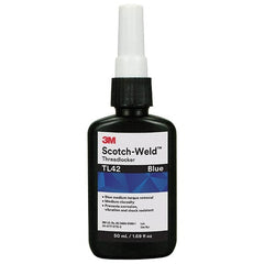 3M - 250 mL Bottle, Blue, Medium Strength Liquid Threadlocker - Series TL42, 24 hr Full Cure Time, Hand Tool Removal - Exact Tooling
