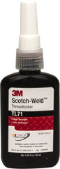 3M - 50 mL Bottle, Red, High Strength Liquid Threadlocker - Series TL71, 24 hr Full Cure Time, Hand Tool, Heat Removal - Exact Tooling