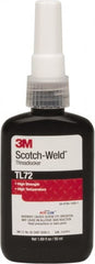 3M - 50 mL Bottle, Red, High Strength Liquid Threadlocker - Series TL72, 24 hr Full Cure Time, Hand Tool, Heat Removal - Exact Tooling