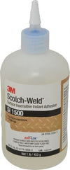 3M - 1 Lb Bottle Clear Instant Adhesive - Series SI1500, 5 to 60 sec Working Time, 24 hr Full Cure Time, Bonds to Cardboard, Ceramic, Fabric, Fiberglass, Foam, Glass, Leather, Metal, Paper, Plastic, Rubber, Vinyl & Wood - Exact Tooling