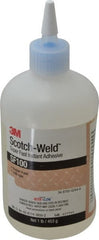 3M - 1 Lb Bottle Clear Instant Adhesive - Series SF100, 3 to 30 sec Working Time, 24 hr Full Cure Time, Bonds to Cardboard, Ceramic, Fabric, Fiberglass, Foam, Glass, Leather, Metal, Paper, Plastic, Rubber, Vinyl & Wood - Exact Tooling