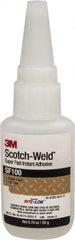 3M - 0.71 oz Bottle Clear Instant Adhesive - Series SF100, 3 to 30 sec Working Time, 24 hr Full Cure Time, Bonds to Cardboard, Ceramic, Fabric, Fiberglass, Foam, Glass, Leather, Metal, Paper, Plastic, Rubber, Vinyl & Wood - Exact Tooling