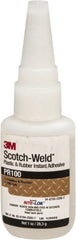 3M - 1 oz Bottle Clear Instant Adhesive - Series PR100, 10 to 30 sec Working Time, 24 hr Full Cure Time, Bonds to Cardboard, Ceramic, Fabric, Fiberglass, Foam, Glass, Leather, Metal, Paper, Plastic, Rubber, Vinyl & Wood - Exact Tooling