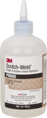 3M - 1 Lb Bottle Clear Instant Adhesive - Series PR600, 4 to 25 sec Working Time, 24 hr Full Cure Time, Bonds to Cardboard, Ceramic, Fabric, Fiberglass, Foam, Glass, Leather, Metal, Paper, Plastic, Rubber, Vinyl & Wood - Exact Tooling