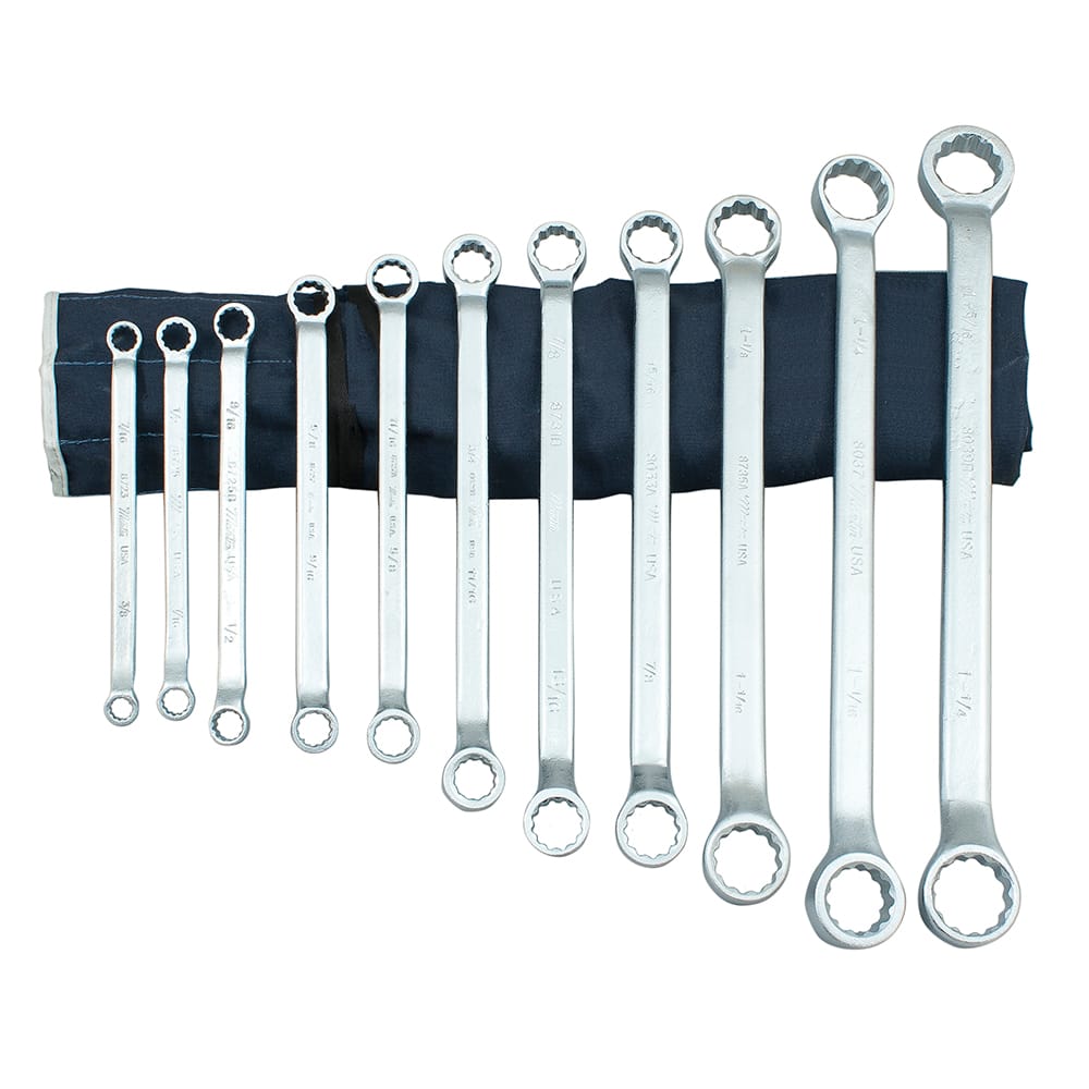 Martin Tools - 11 Pc, 3/8 - 1-1/4", 12-Point Double Offset Box Wrench Set - Exact Tooling