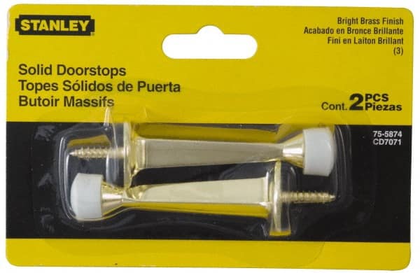 Stanley - 3" Projection Solid Door Stop - Wall Mount, Antique Brass Finish - Exact Tooling