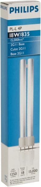 Philips - 18 Watt Fluorescent Commercial/Industrial 4 Pin Lamp - 3,500°K Color Temp, 1,250 Lumens, PLL, 15,000 hr Avg Life - Exact Tooling