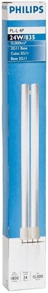 Philips - 24 Watt Fluorescent Commercial/Industrial 4 Pin Lamp - 3,500°K Color Temp, 1,800 Lumens, PLL, 15,000 hr Avg Life - Exact Tooling