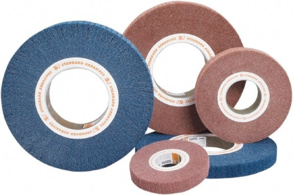 Standard Abrasives - 12 Inch Diameter Aluminum Oxide Unmounted Flap Wheel - 5 Inch Hole, 2 Inch Wide, Density 5, Non Woven, Very Fine Grade, 2,500 Max RPM - Exact Tooling