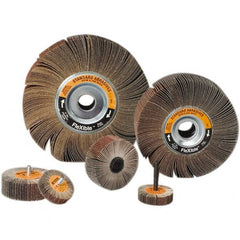 Standard Abrasives - 6 Inch Diameter, 80 Grit Aluminum Oxide Flexible Flap Wheel - 1 Inch Hole, 1 Inch Wide, Coated, Medium Grade, 6,200 Max RPM - Exact Tooling