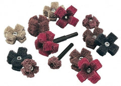 Standard Abrasives - 1-1/2" Diam Medium Density Cross Buff - 2 Plys, 8-32 Thread, Coarse Grade, 20,000 Max RPM - Exact Tooling