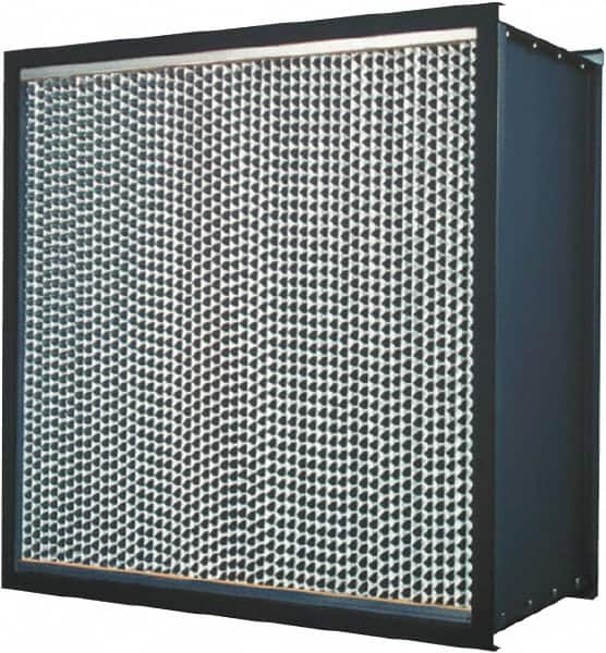 Made in USA - 24" High x 12" Wide 11-1/2" Deep, 95% Capture Efficiency, HEPA Air Filter - Microfiber Paper Media, Galvanized Steel Frame, 250 FPM Max, 500 CFM, 180°F Max, Use with Hospitals & Clean Rooms - Exact Tooling