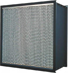 Made in USA - 23-3/8" High x 23-3/8" Wide 11-1/2" Deep, 95% Capture Efficiency, HEPA Air Filter - Microfiber Paper Media, Galvanized Steel Frame, 250 FPM Max, 950 CFM, 180°F Max, Use with Hospitals & Clean Rooms - Exact Tooling