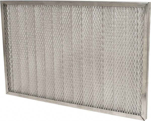 Made in USA - 16" Noml Height x 25" Noml Width x 1" Noml Depth, 71% Capture Efficiency, Permanent Air Filter - MERV 7, Aluminum Cloth & Mesh, Integrated Aluminum Frame, 300 Max FPM, 640 CFM, For Any Unit - Exact Tooling